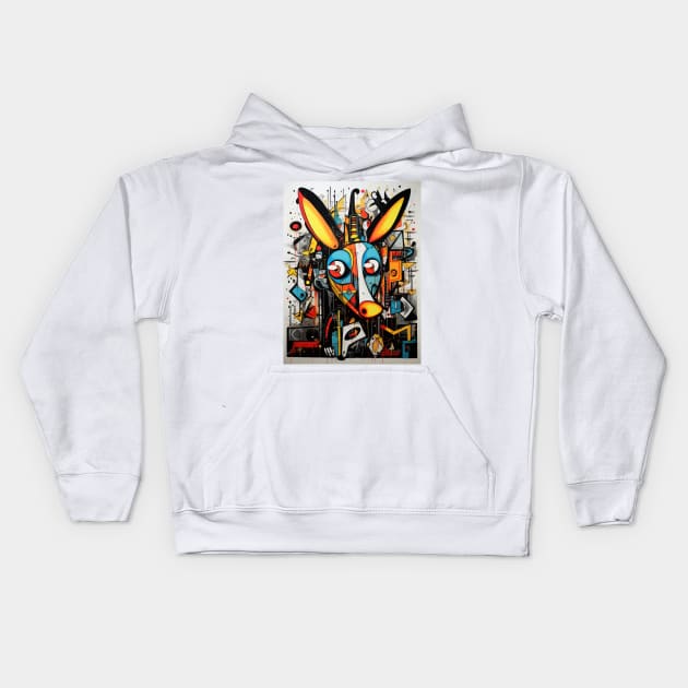 Cartoon Aardvark Graffiti #1 Kids Hoodie by Chromatic Fusion Studio